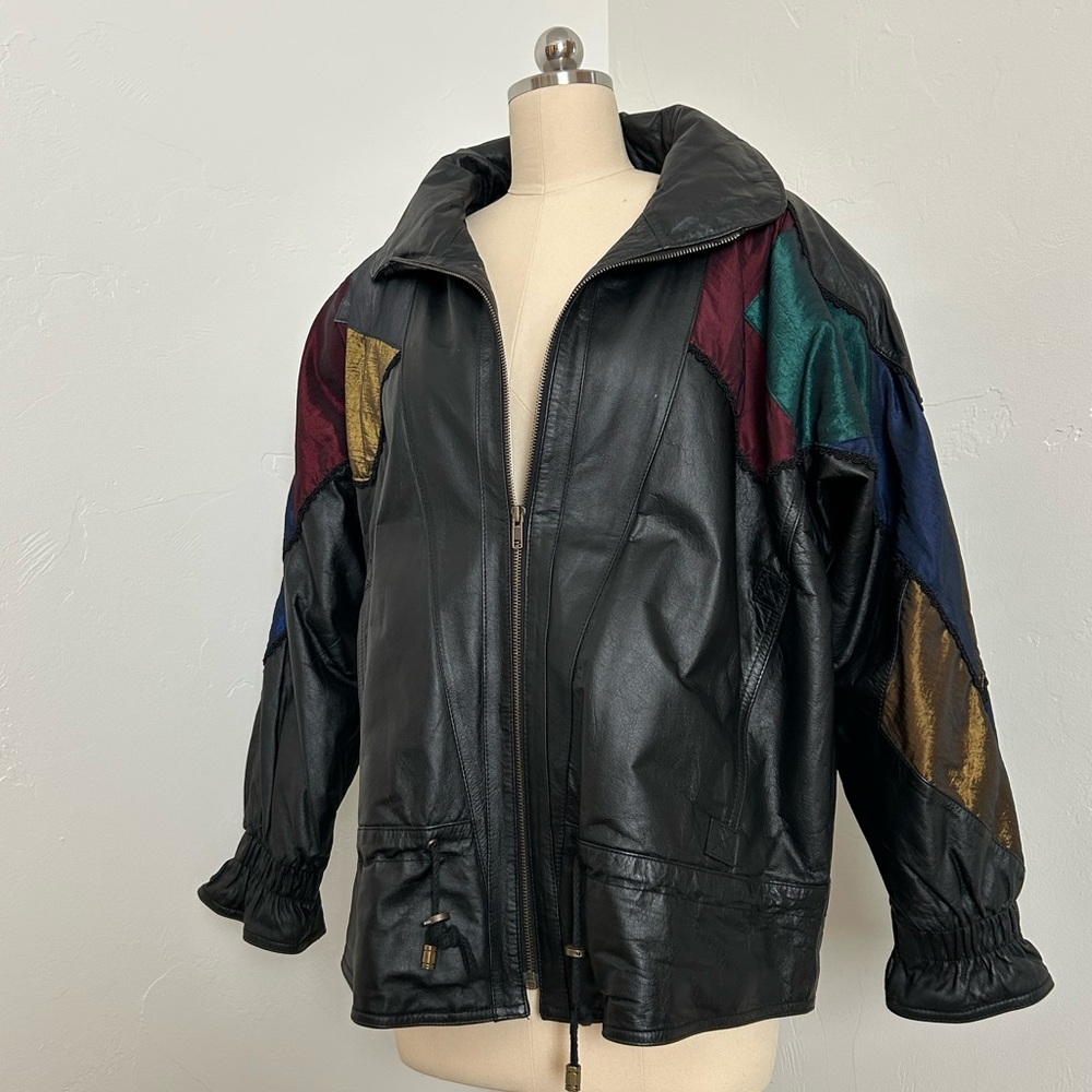 Vintage 80s Leather Bomber Jacket | Oversized M